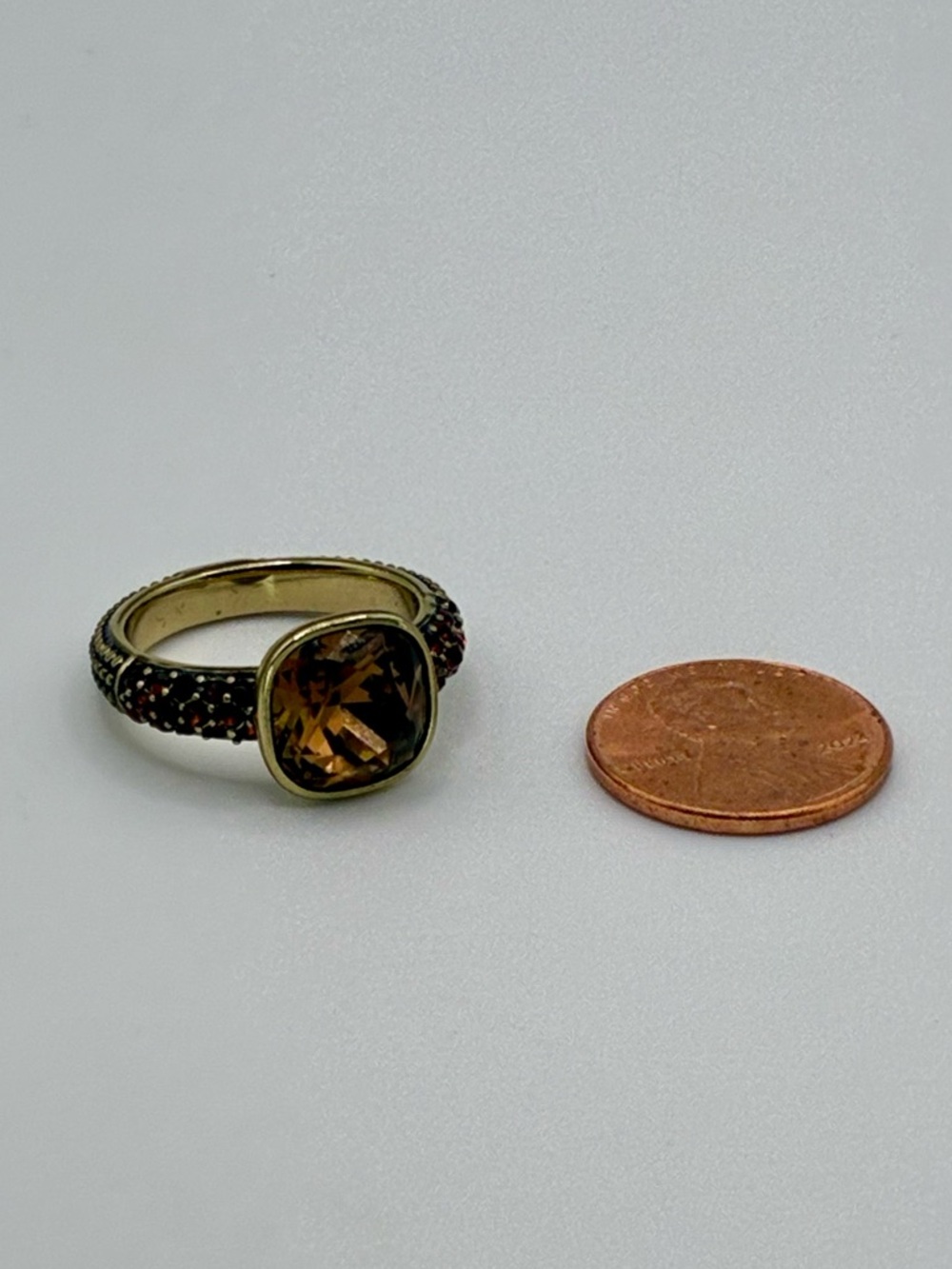 Heidi Daus Smoky Topaz-Tone Crystal Statement Ring Size 8 - Picture 7 of 10